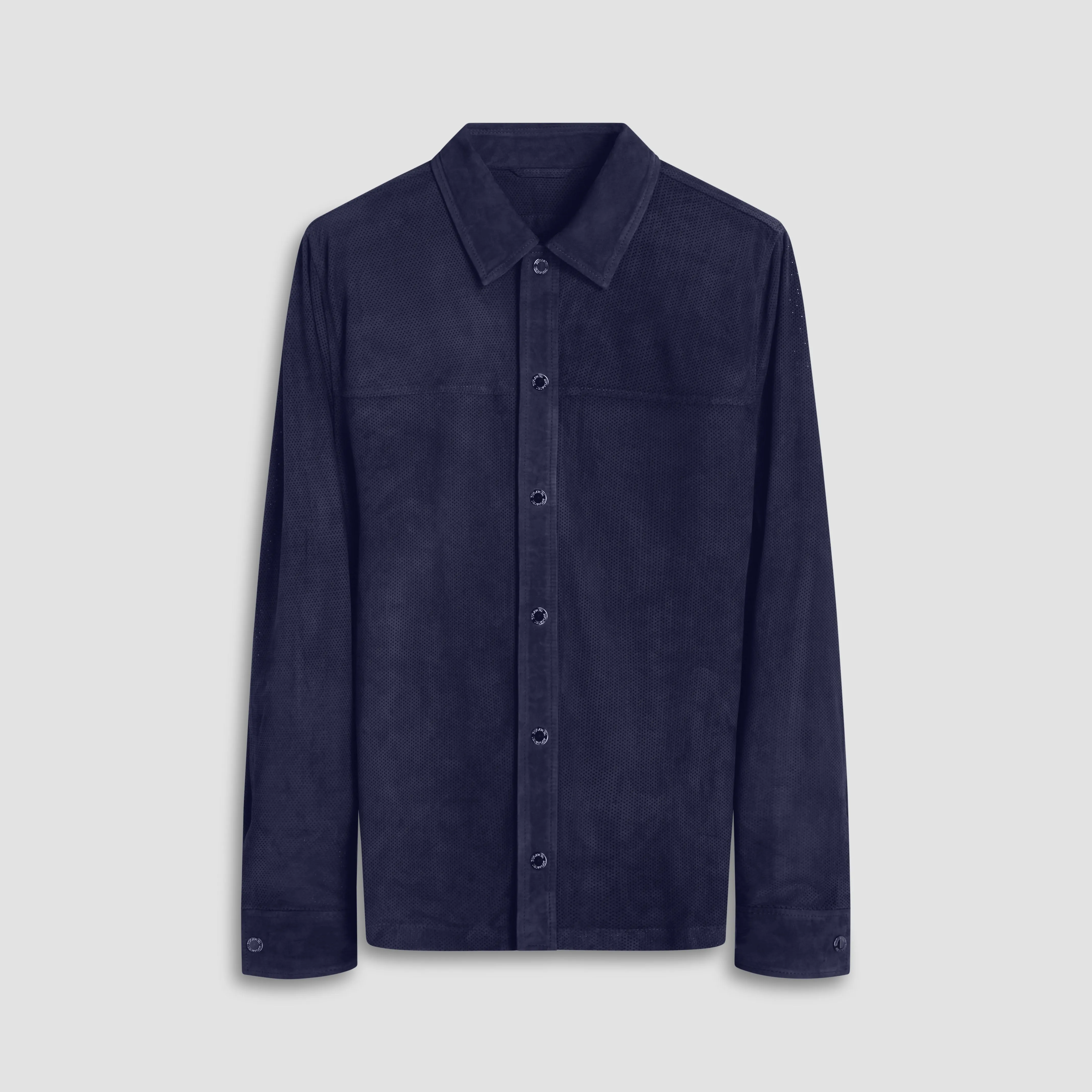 Perforated Suede Shirt Jacket