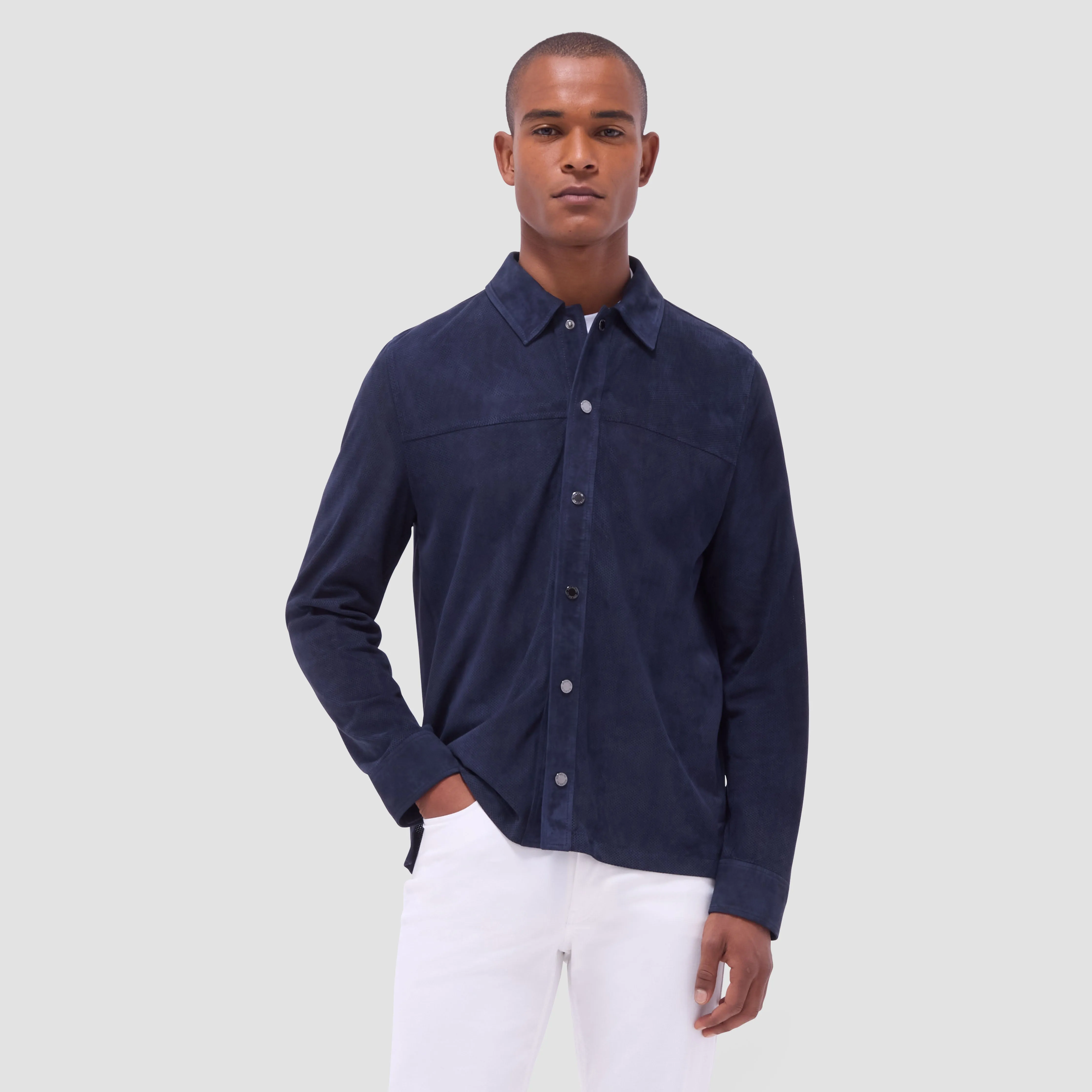 Perforated Suede Shirt Jacket
