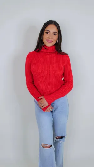 Perrie Red Turtle Neck Top