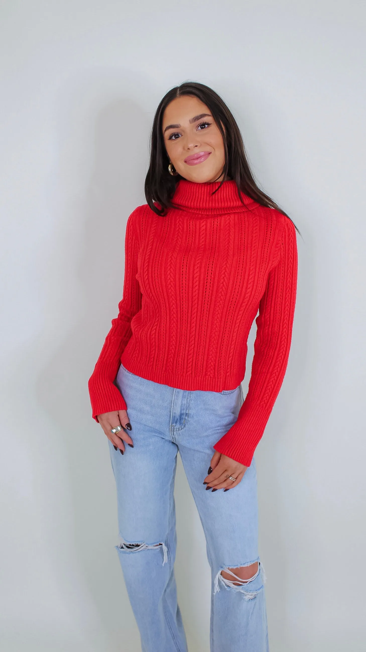 Perrie Red Turtle Neck Top