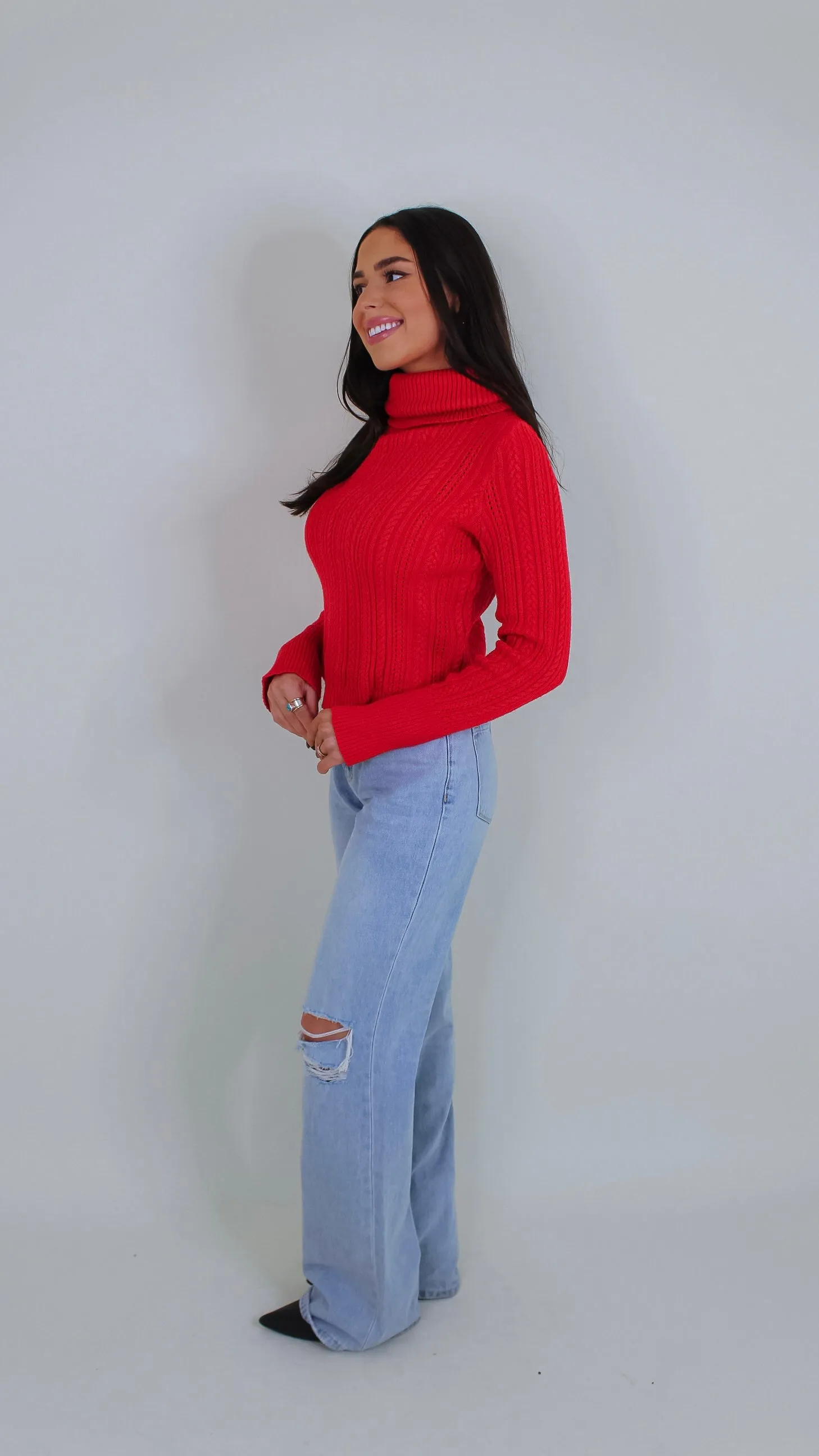 Perrie Red Turtle Neck Top