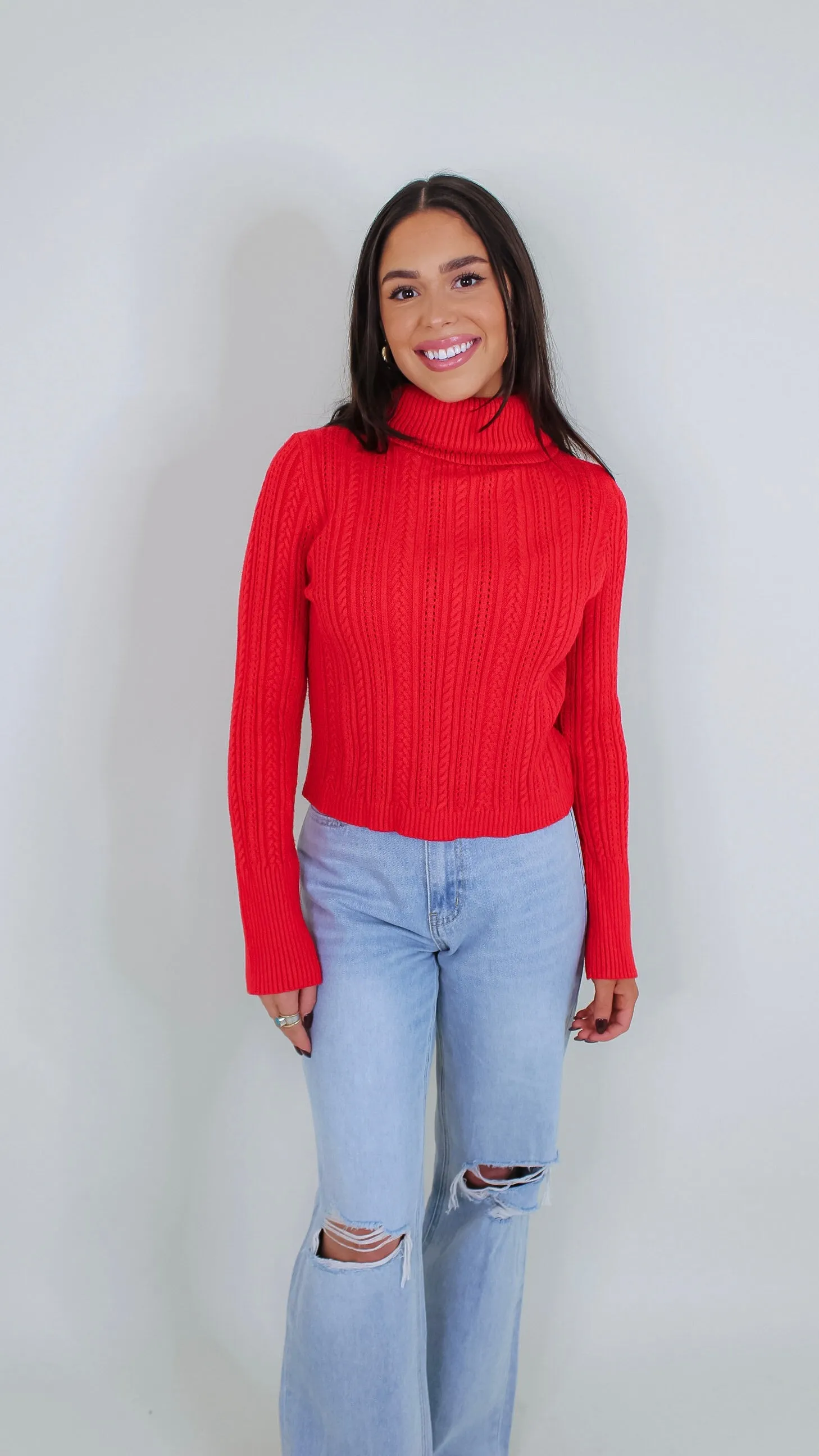 Perrie Red Turtle Neck Top