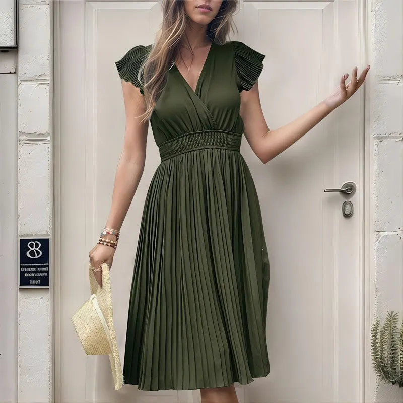 Petite Pleated Short Sleeved Dress PCD29