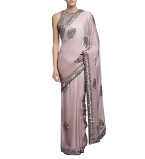 Pink Colour Designer Saree in Satin