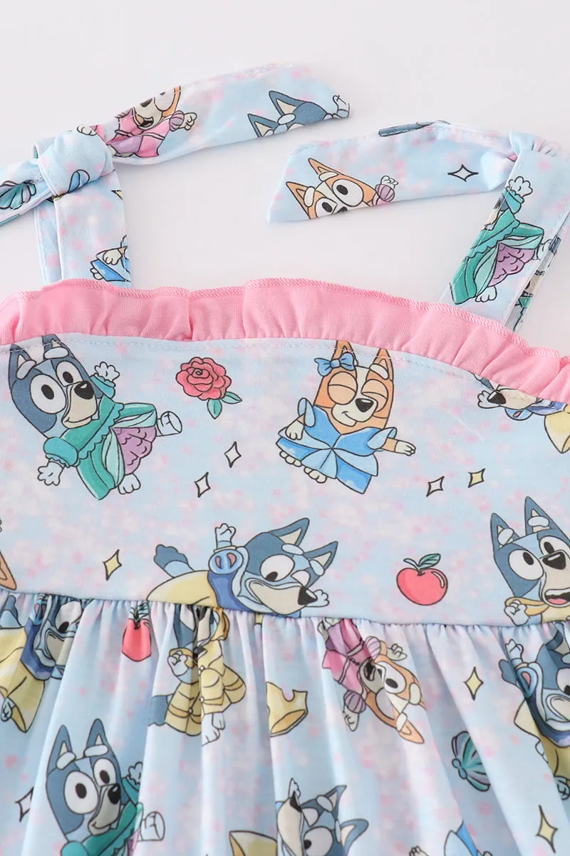 Pink Dog Character Ruffle Dress