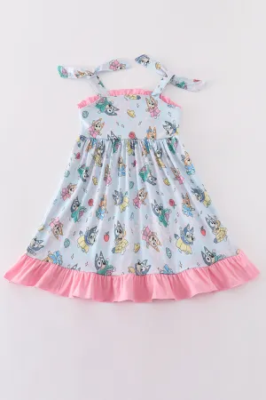 Pink Dog Character Ruffle Dress