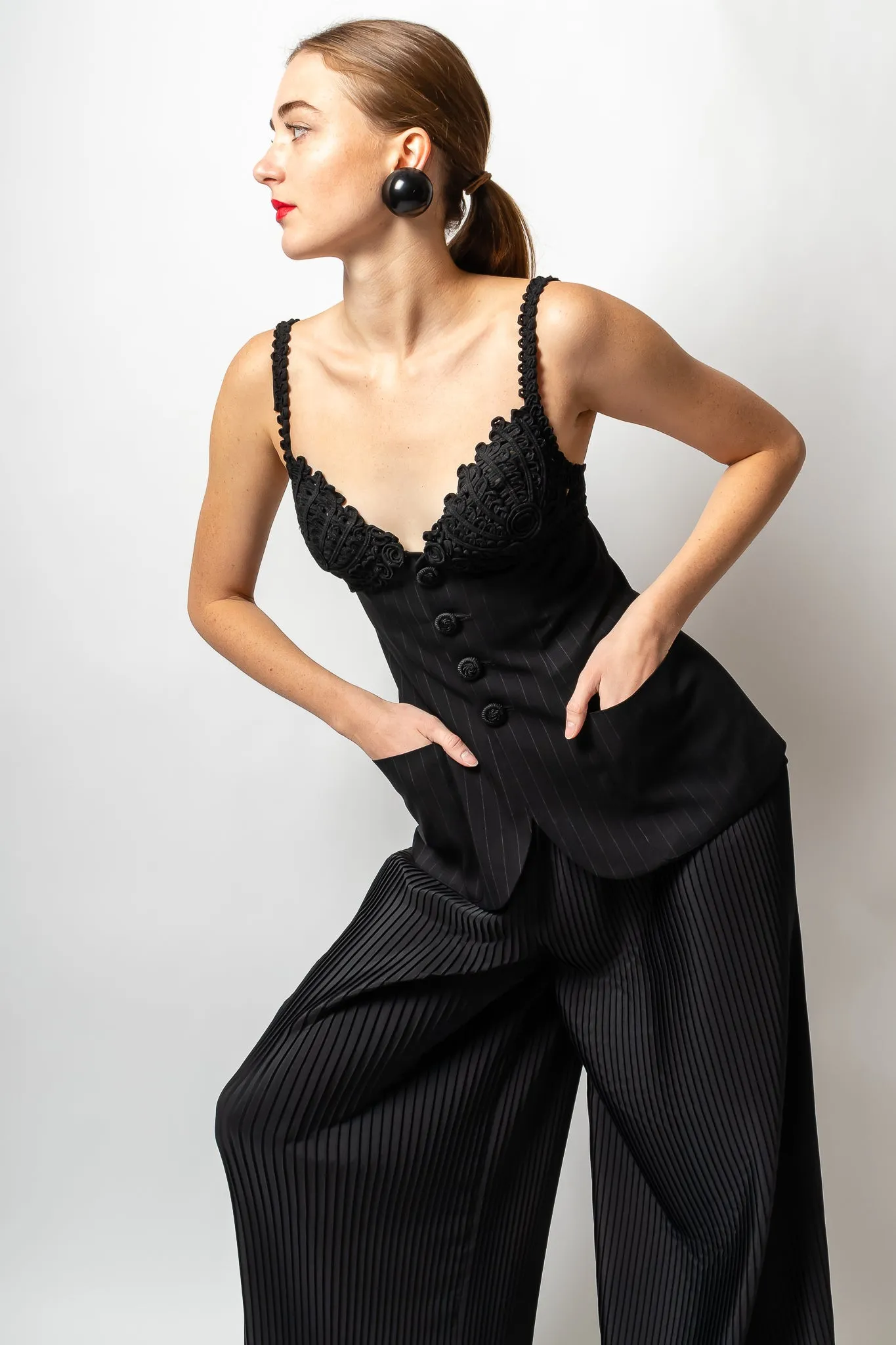 Pinstripe Bustier Bra Jacket