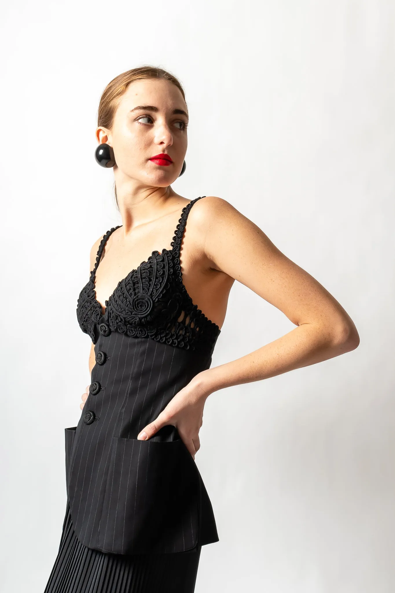 Pinstripe Bustier Bra Jacket