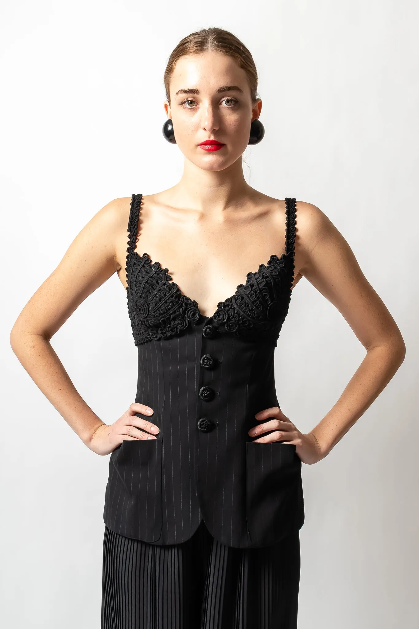 Pinstripe Bustier Bra Jacket