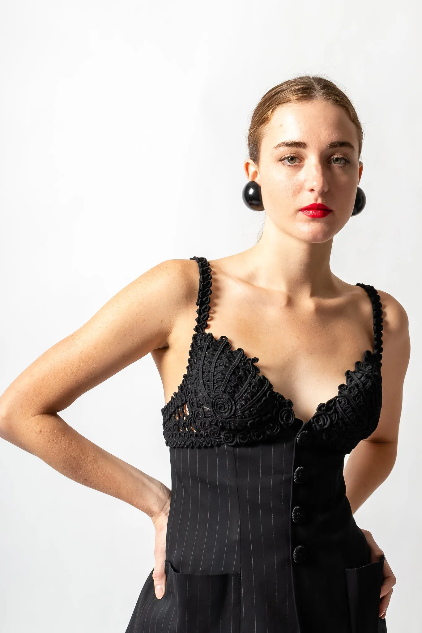 Pinstripe Bustier Bra Jacket