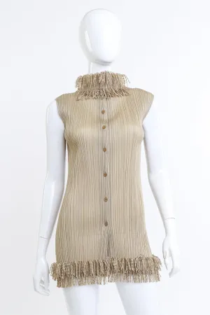 Plissé Fringe Roll-Neck Top