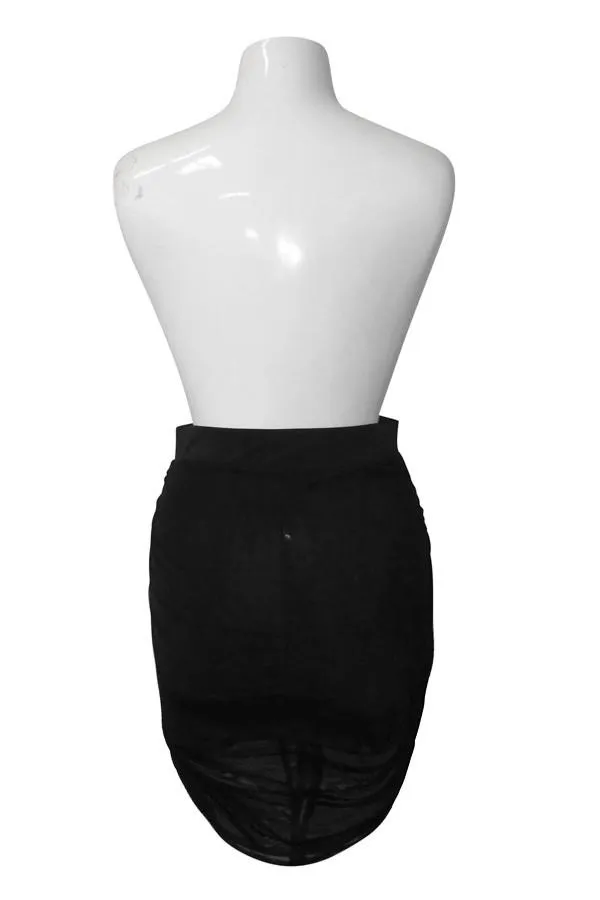 Plus Size Mesh Overlay Ruched Pencil Skirt [SALE]