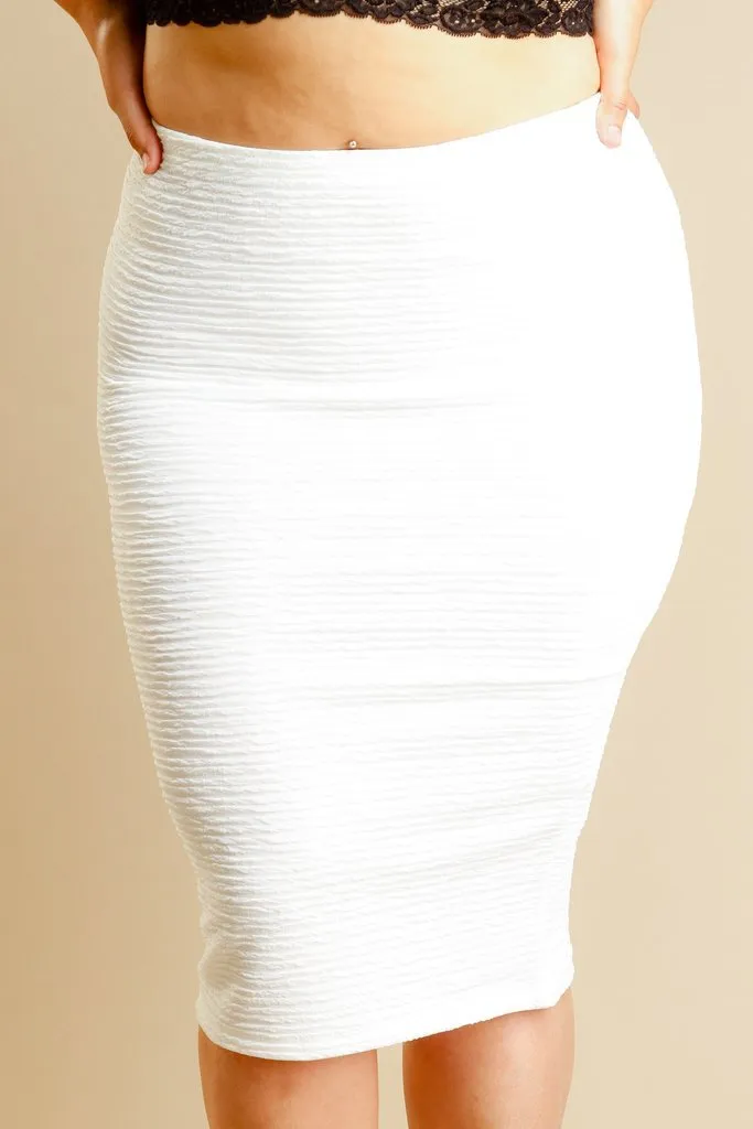 Plus Size Ribbed Pencil Skirt