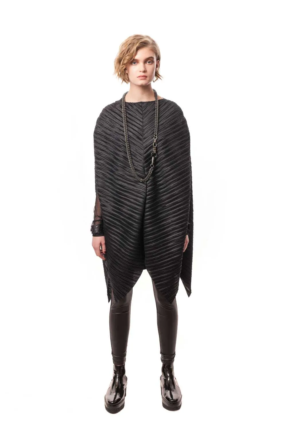 Praiano Oversized Pleated Poncho Dress