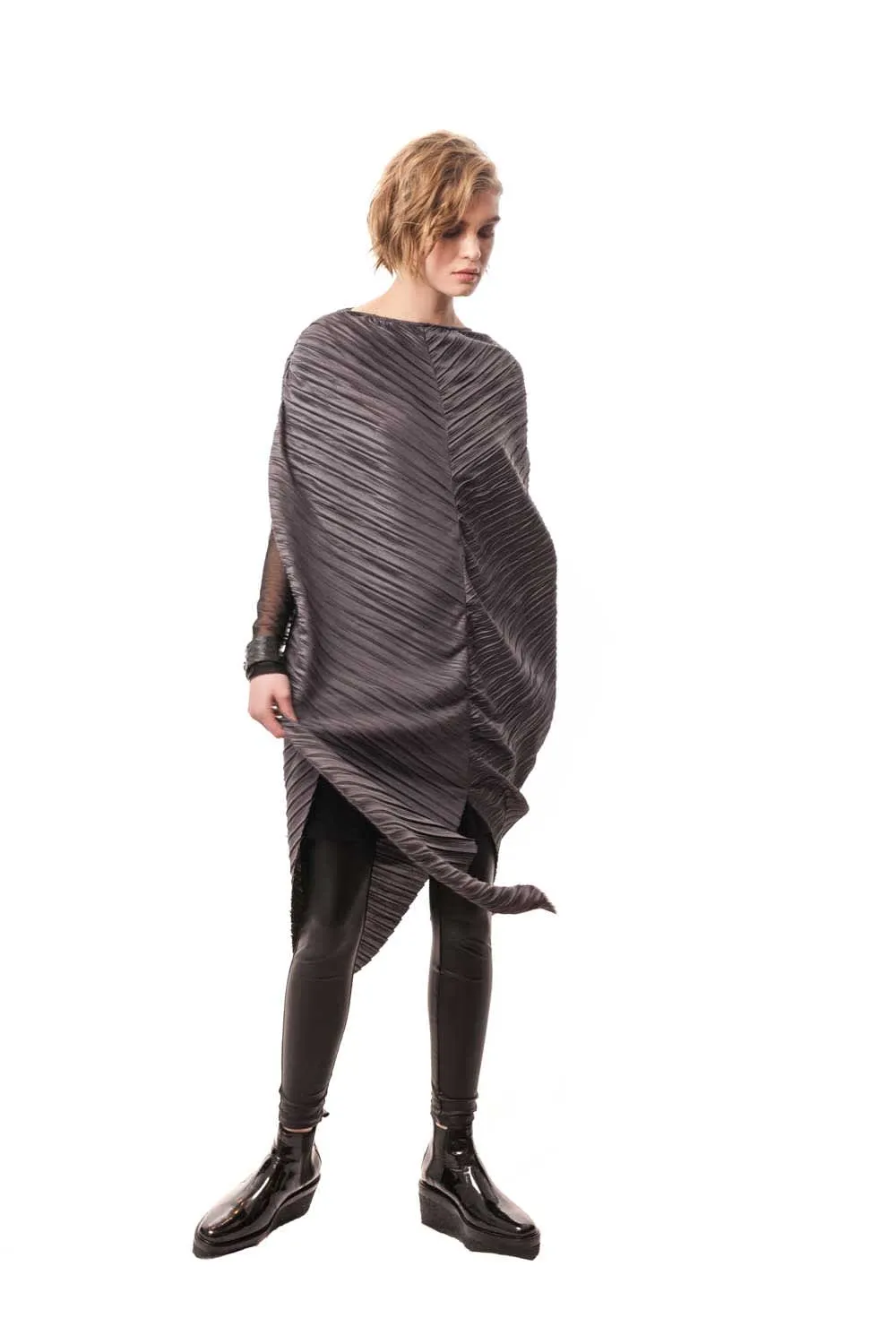 Praiano Oversized Pleated Poncho Dress