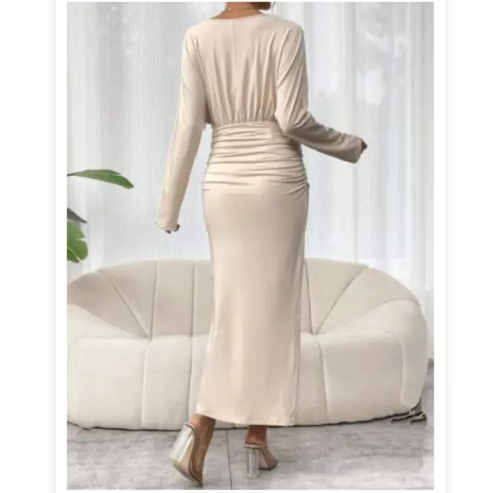 Pregnant Women's Solid Color Batwing Sleeve Pleated Dress