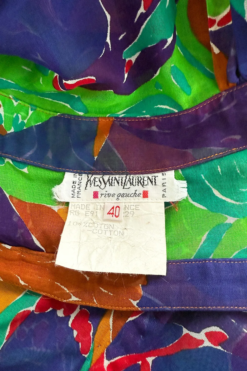 Prettiest Spring 1991 Yves Saint Laurent Runway Printed One Shoulder Easy to Wear Dress