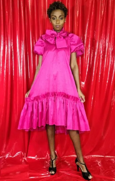 Puff Sleeve Bow Dress