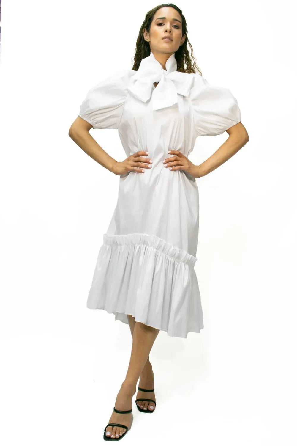 Puff Sleeve Bow Dress