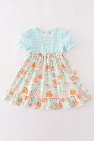 Pumpkin Print Ruffle Girl Dress