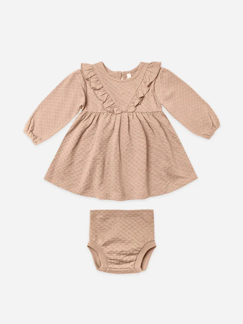 Quincy Mae Ruffled Dress and Bloomer Set in Blush : Size 0/3M to 2/3 Years