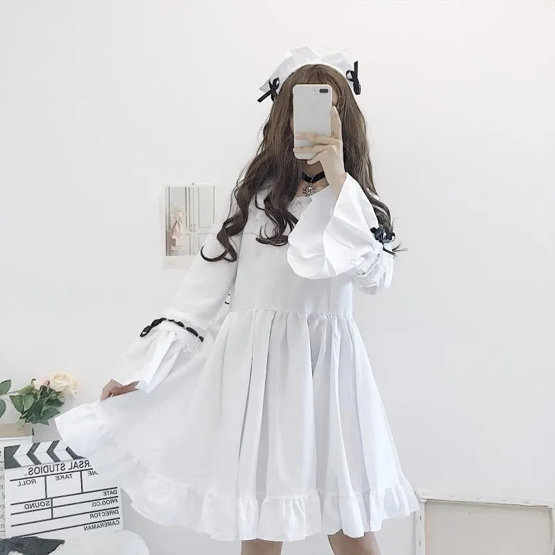 "BLACK WHITE LOLITA CUTE LACE" MAID SUIT N111705