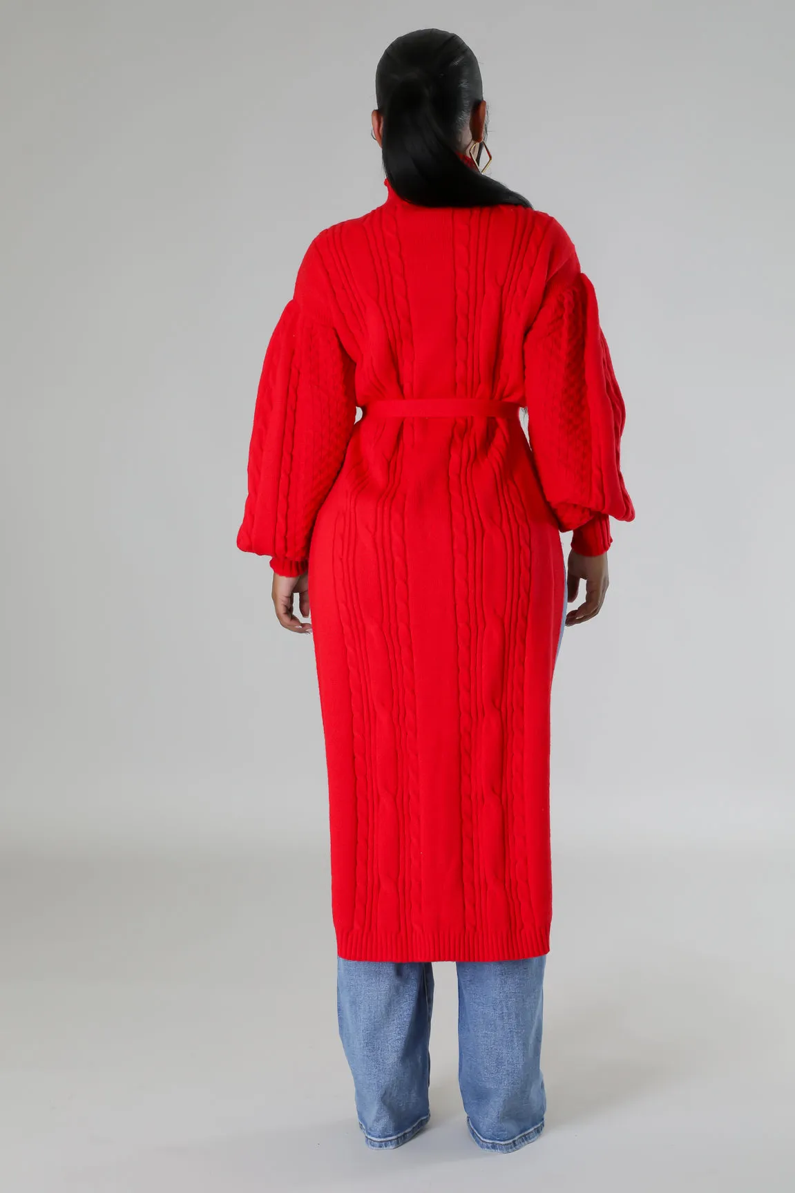 "Parie Babe" Turtleneck Long Top - Red