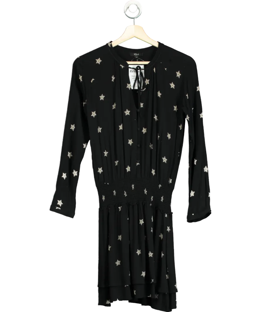 Rails Black Jasmine Star Ruffle Hem Mini Dress UK M
