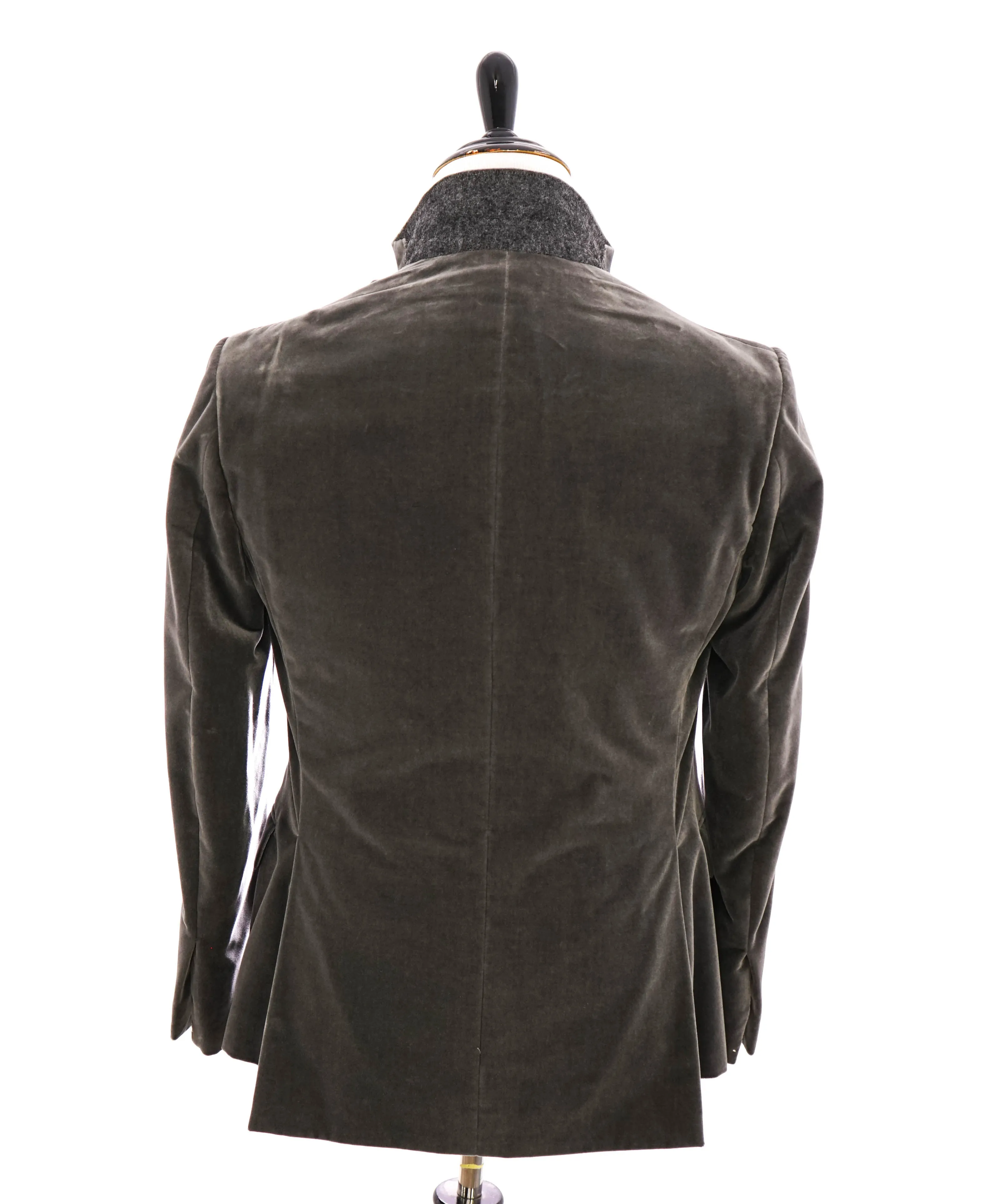 RALPH LAUREN PURPLE LABEL - *VELVET* Gray Solid Notch Lapel Blazer - 36S