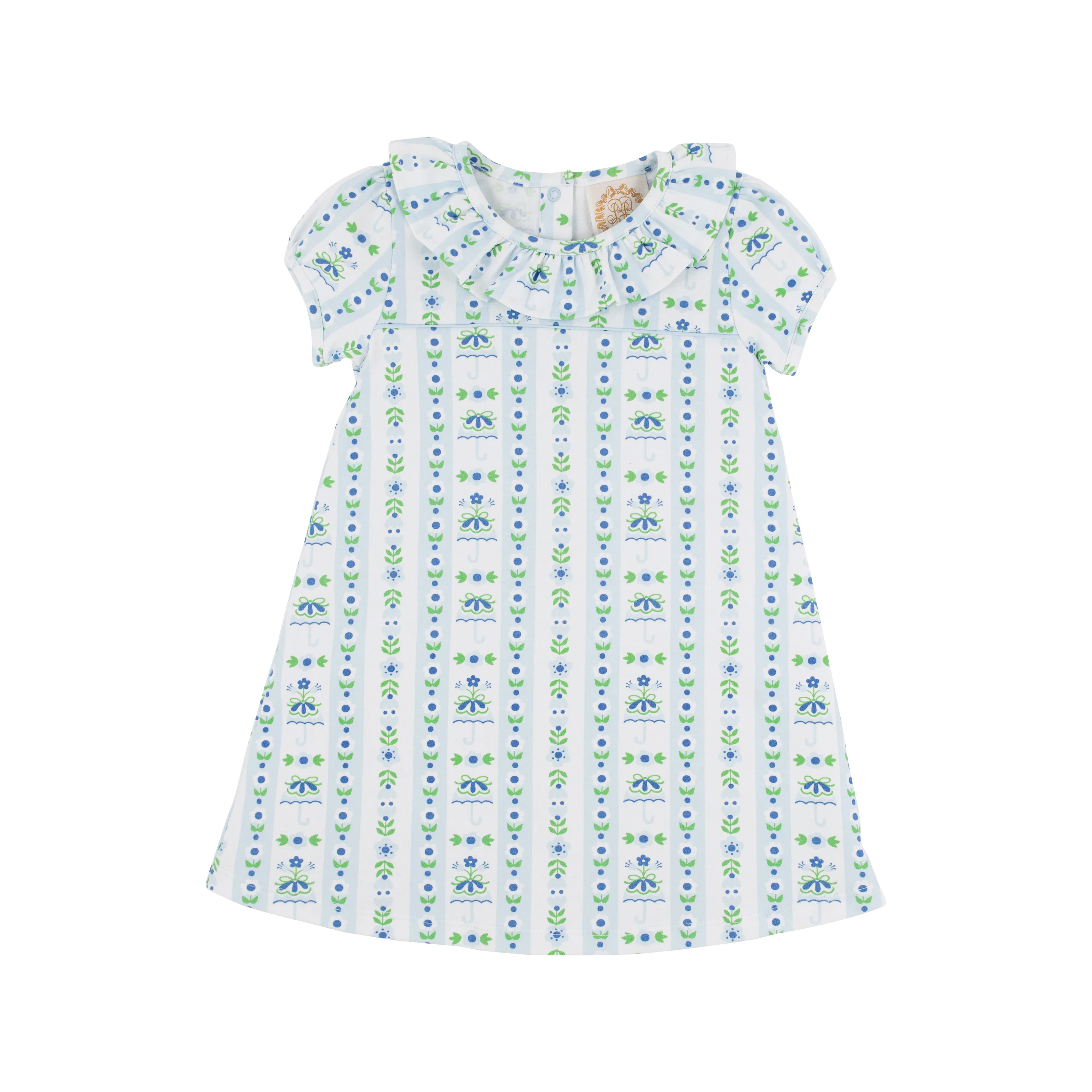 Ramona Ruffle Dress - Bedford Brellas with Buckhead Blue