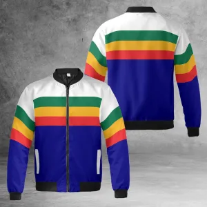 Rasta Stripes Quilted Bomber Jacket