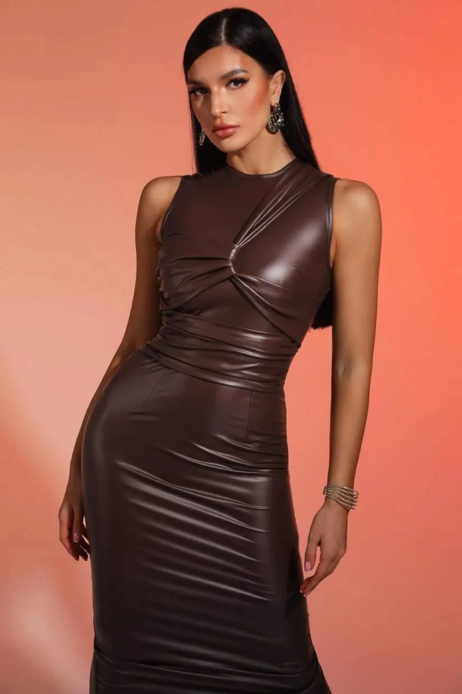 Raven Leather Midi Dress- Miss Molly brand