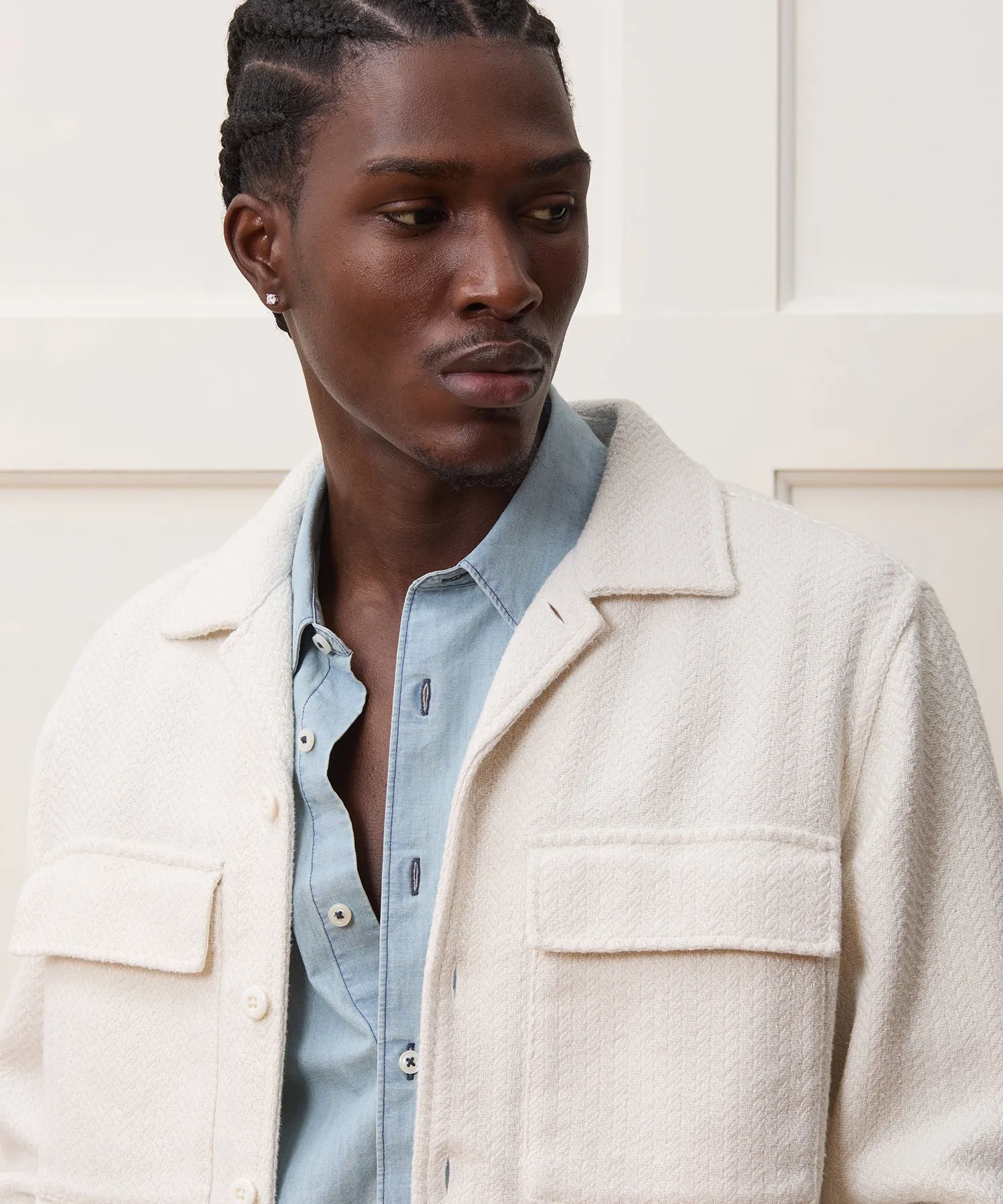 Relaxed Fit Italian Linen-Cotton Shirt Jacket