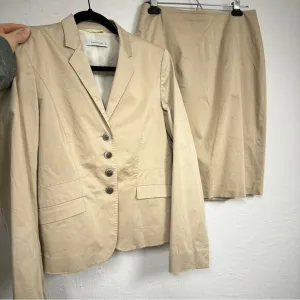 Rene Lezard Cream Skirt Suit Two Piece Set Women’s 4 Work Career Office Blazer