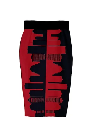 REVERSIBLE DETROIT PENCIL SKIRT RED & BLACK