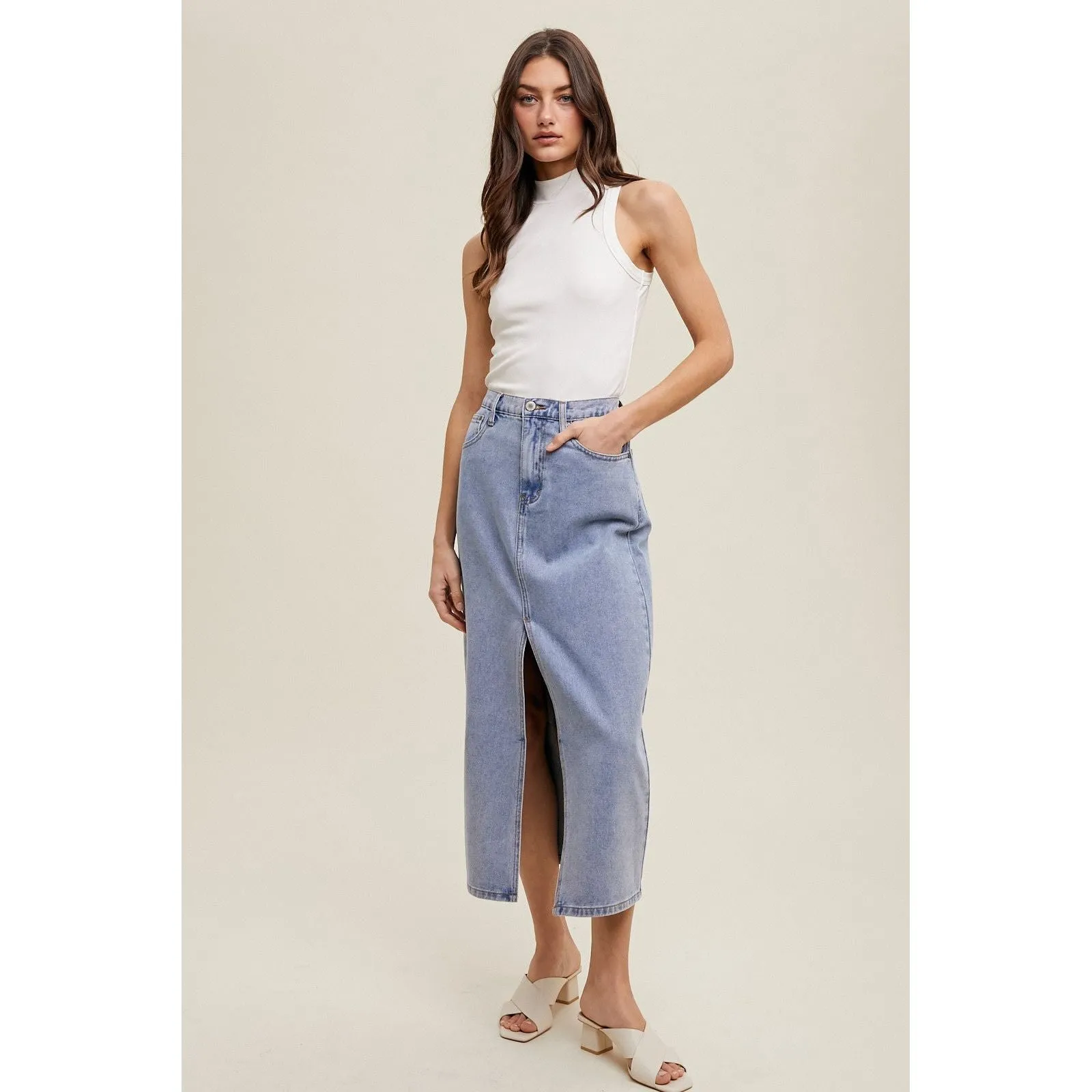 RIBBED KNIT MOCK NECK TANK TOP