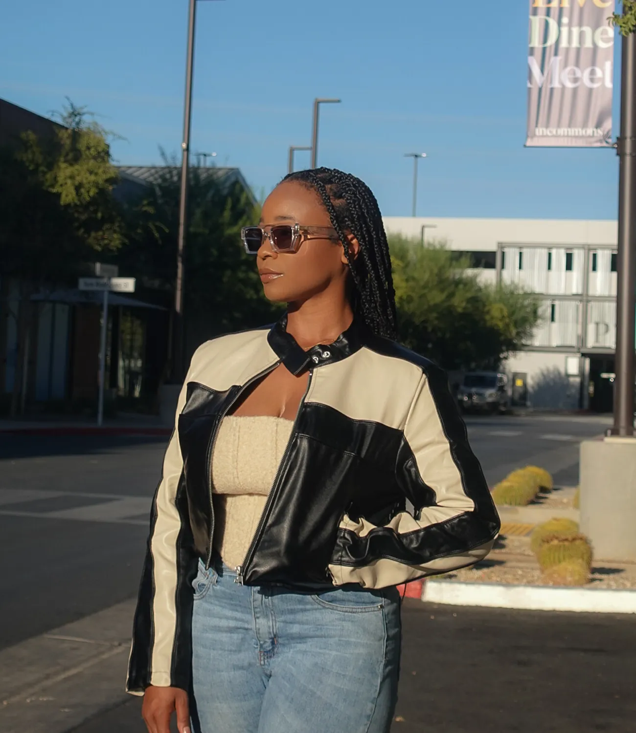 Ride With Me Motor Jacket(Black/Cream)