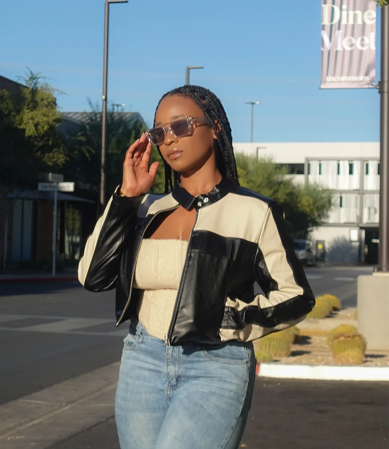 Ride With Me Motor Jacket(Black/Cream)