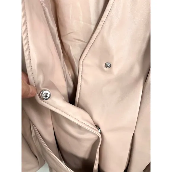 River Island faux leather belted peplum top in pink sz 6
