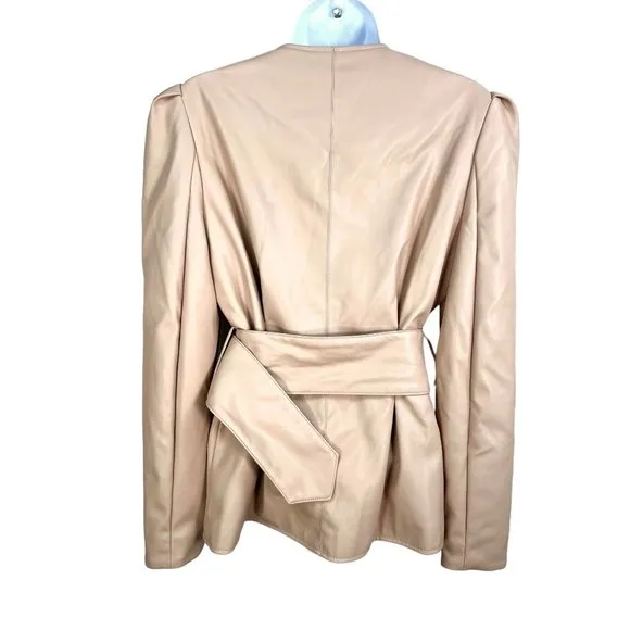River Island faux leather belted peplum top in pink sz 6