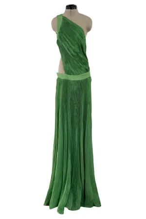 Roberto Cavalli Spring 2007 Green Pleated Silk Dress