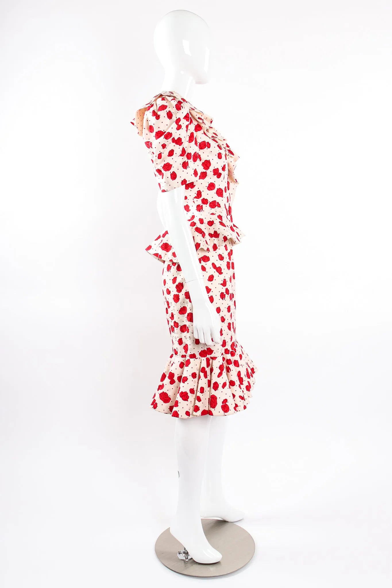 Rose Print Peplum Jacket & Skirt Set