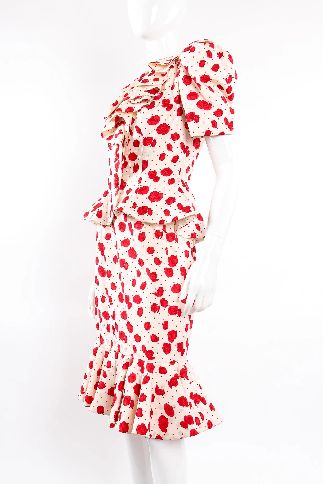 Rose Print Peplum Jacket & Skirt Set