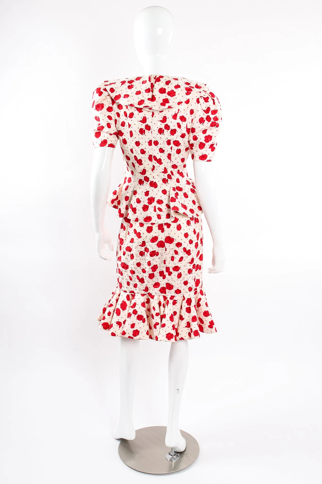 Rose Print Peplum Jacket & Skirt Set
