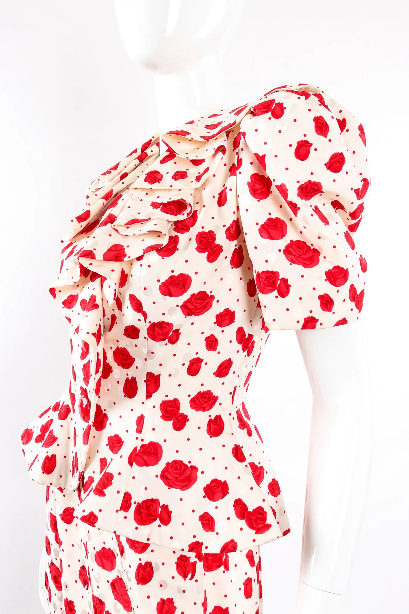 Rose Print Peplum Jacket & Skirt Set