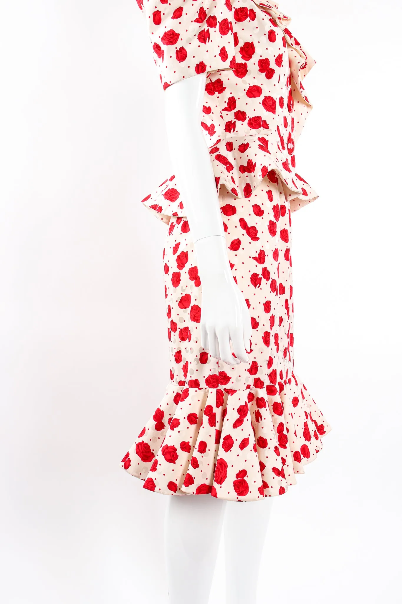 Rose Print Peplum Jacket & Skirt Set