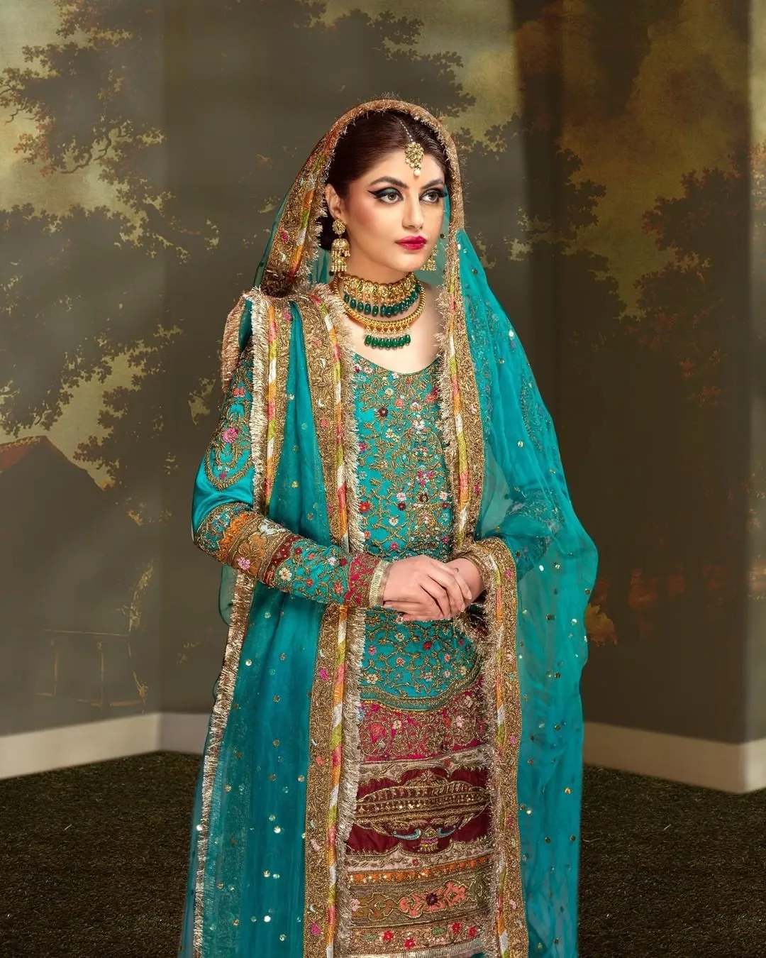 Royal Jamawar Sharara Kameez Pakistani Bridal Dress