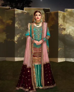 Royal Jamawar Sharara Kameez Pakistani Bridal Dress