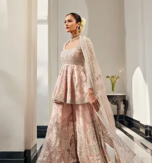 Royal Pakistani Bridal Wear in Sharara Frock Style