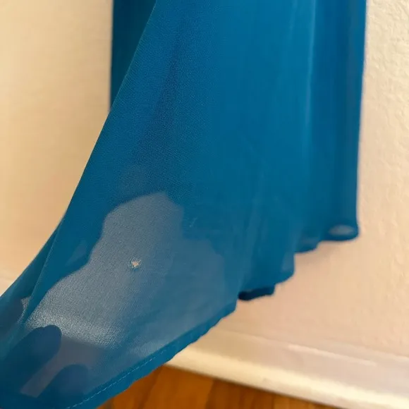 Rubber Ducky Pleated Blue V-Neck Maxi Dress